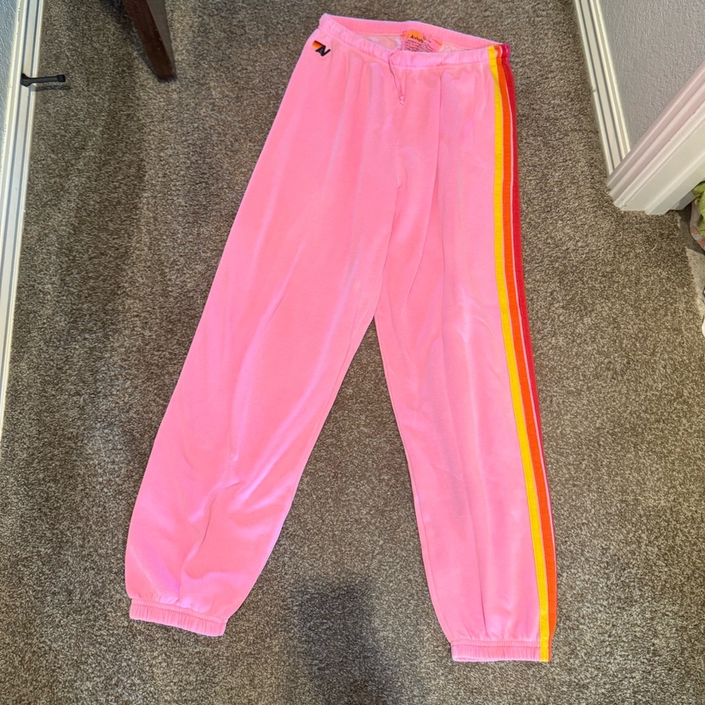 Aviator Nation Sweatpants XL neon pink 5 stripe
